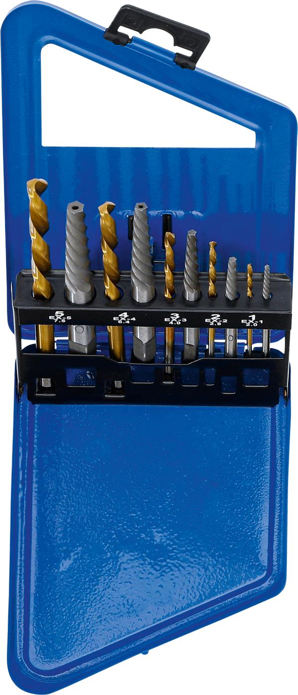 Užlūžusių varžtų išsukėjų ir kairinių grąžtų rinkinys | HSS | titano nitridas | 2 - 7.5 mm | 10 vnt. (6780)