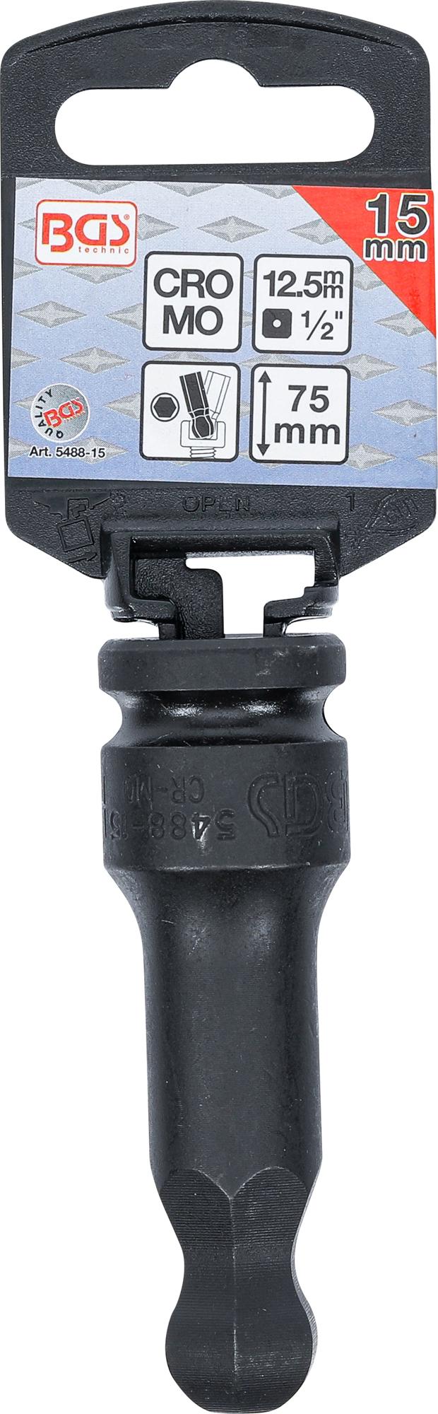 IMPACT BIT SOCKET | LENGTH 75 MM | 12.5 MM (1/2") DRIVE | INTERNAL HEXAGON WITH BALL HEAD 15 MM (5488-15)