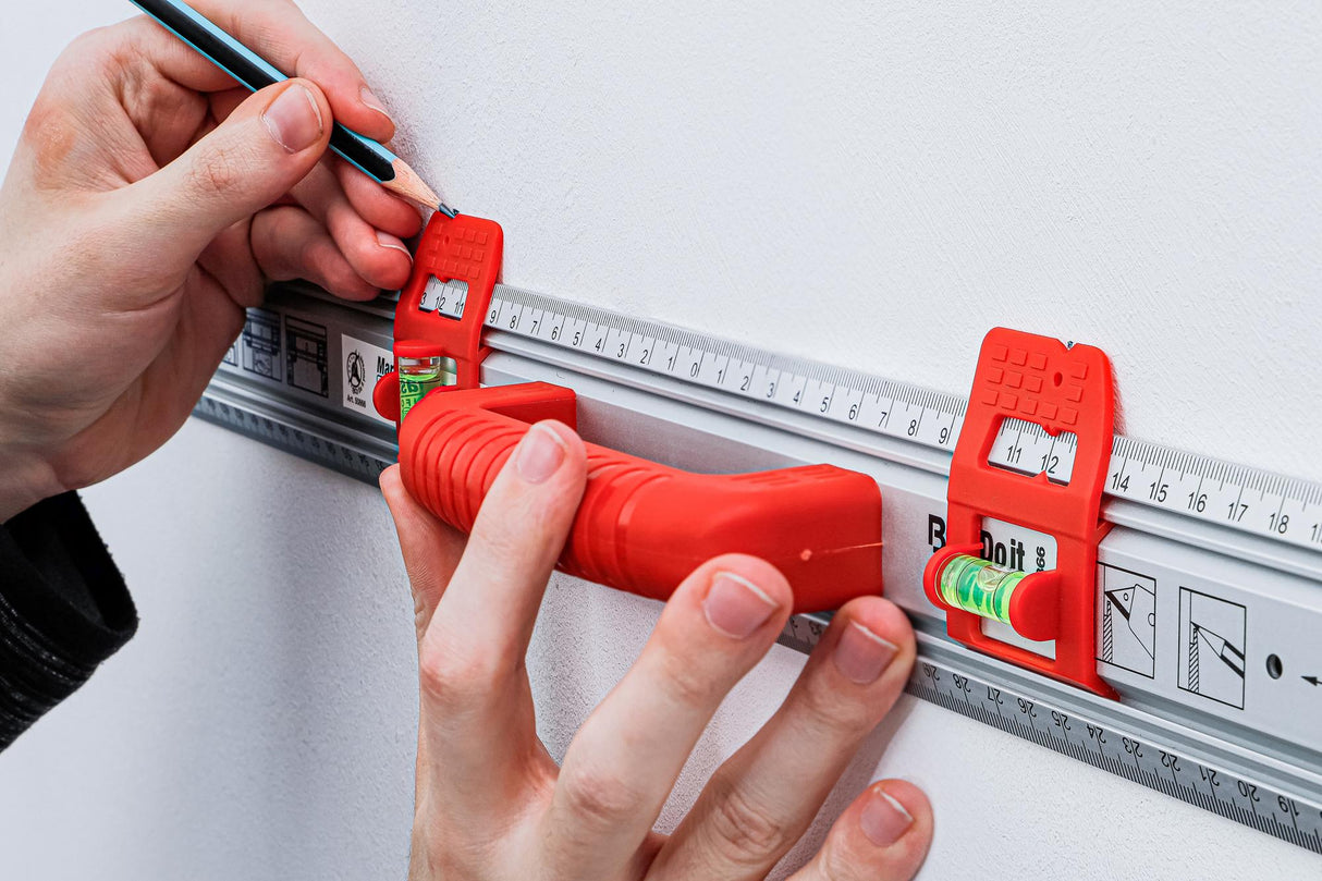 Pjovimo ir žymėjimo liniuotė | su rankena ir gulsčiuku | 750 mm (50866)