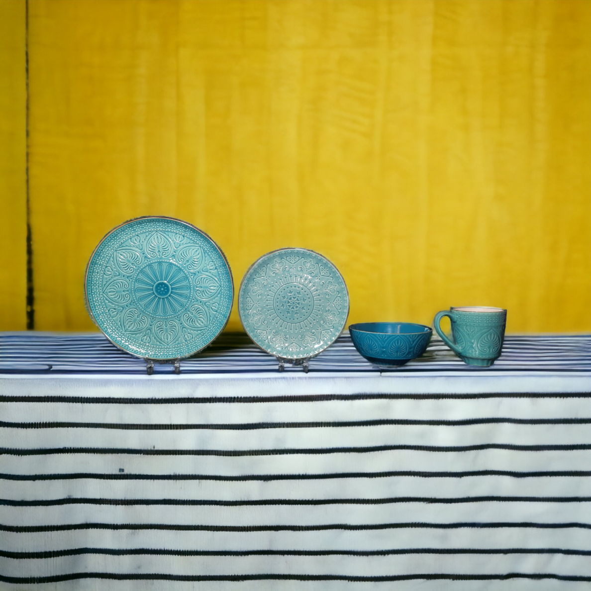 Indų komplektas SALSA | žalias | keramika | 4VNT. (SALSA-G)