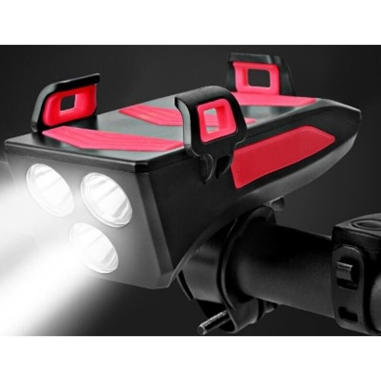 Dviračio žibintas su telefono laikikliu | signalas | daugiafunkcinis / powerbank | USB | 3 led (RBL3)