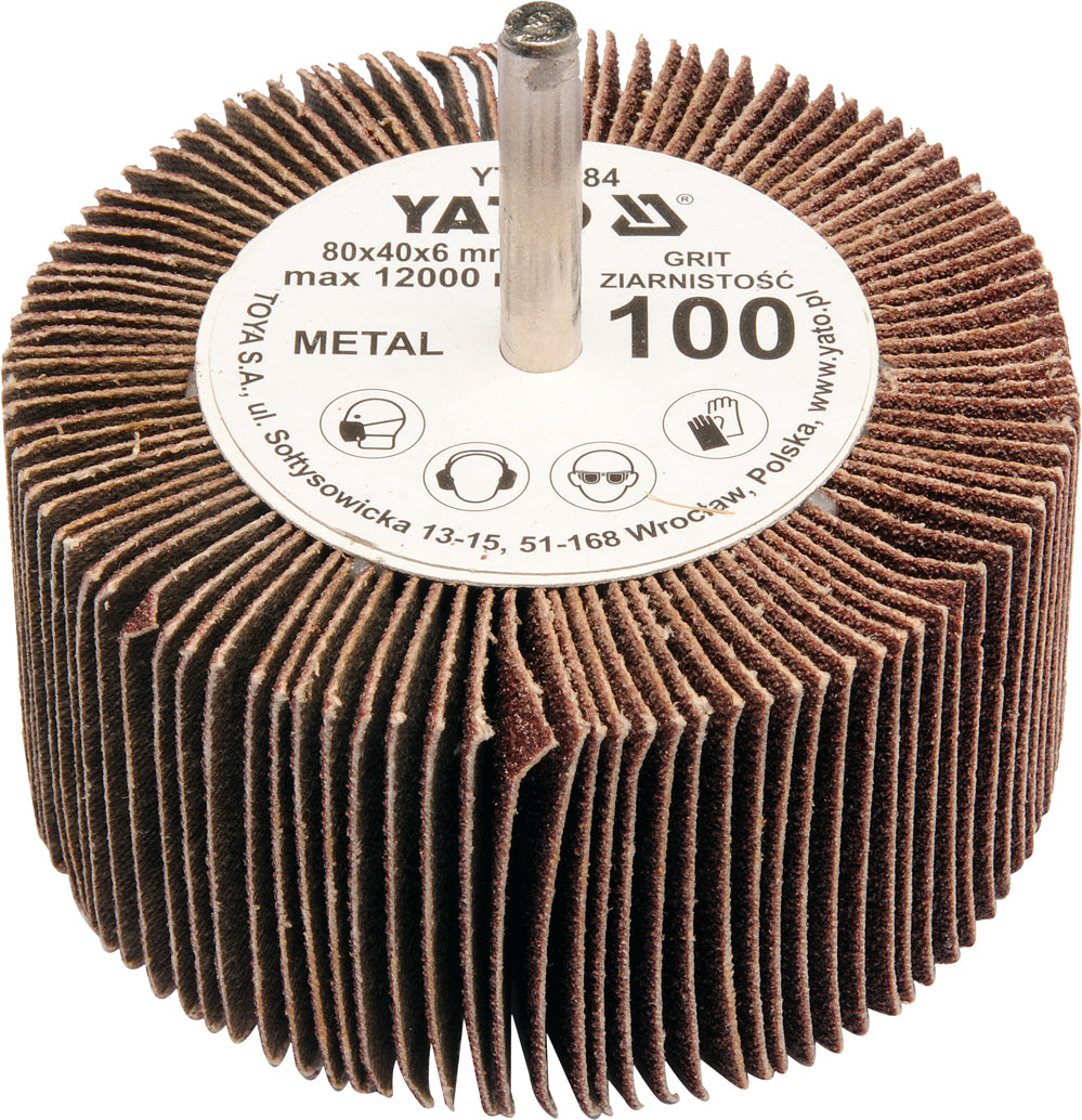 FLAP WHEEL W. SHAFT 80X40X6 P100 (YT-83384)