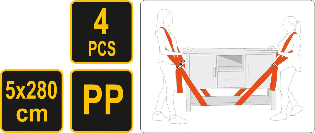 Baldų nešimo diržai | 5X280 cm | 4 vnt. (74721)