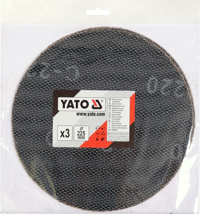 Abrazyvinis tinklinis diskas su Velcro | P220 | 225 mm | 3 vnt. (YT-845863)