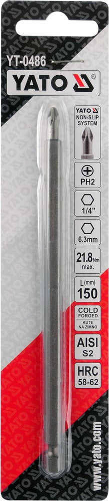 SCREWDRIVER BIT PH2X150MM S2 (YT-0486)
