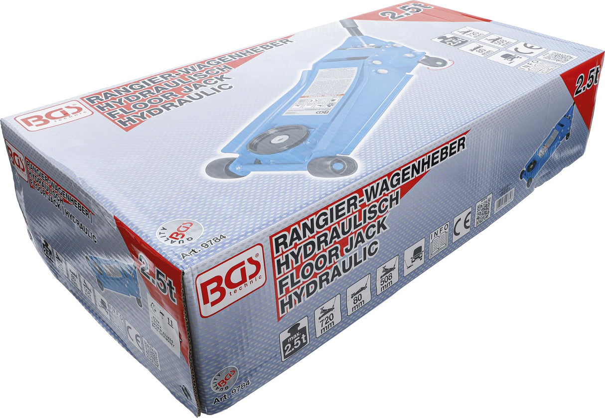 Domkratas su ratukais | hidraulinis | ypač žemas | 2.5 t (9784)