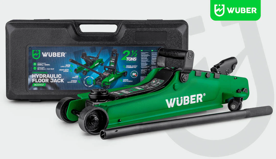 Žemo profilio hidraulinis domkratas su ratukais Wüber W22002 | 80-375 mm | 2.5 t | lagaminas (W22002)