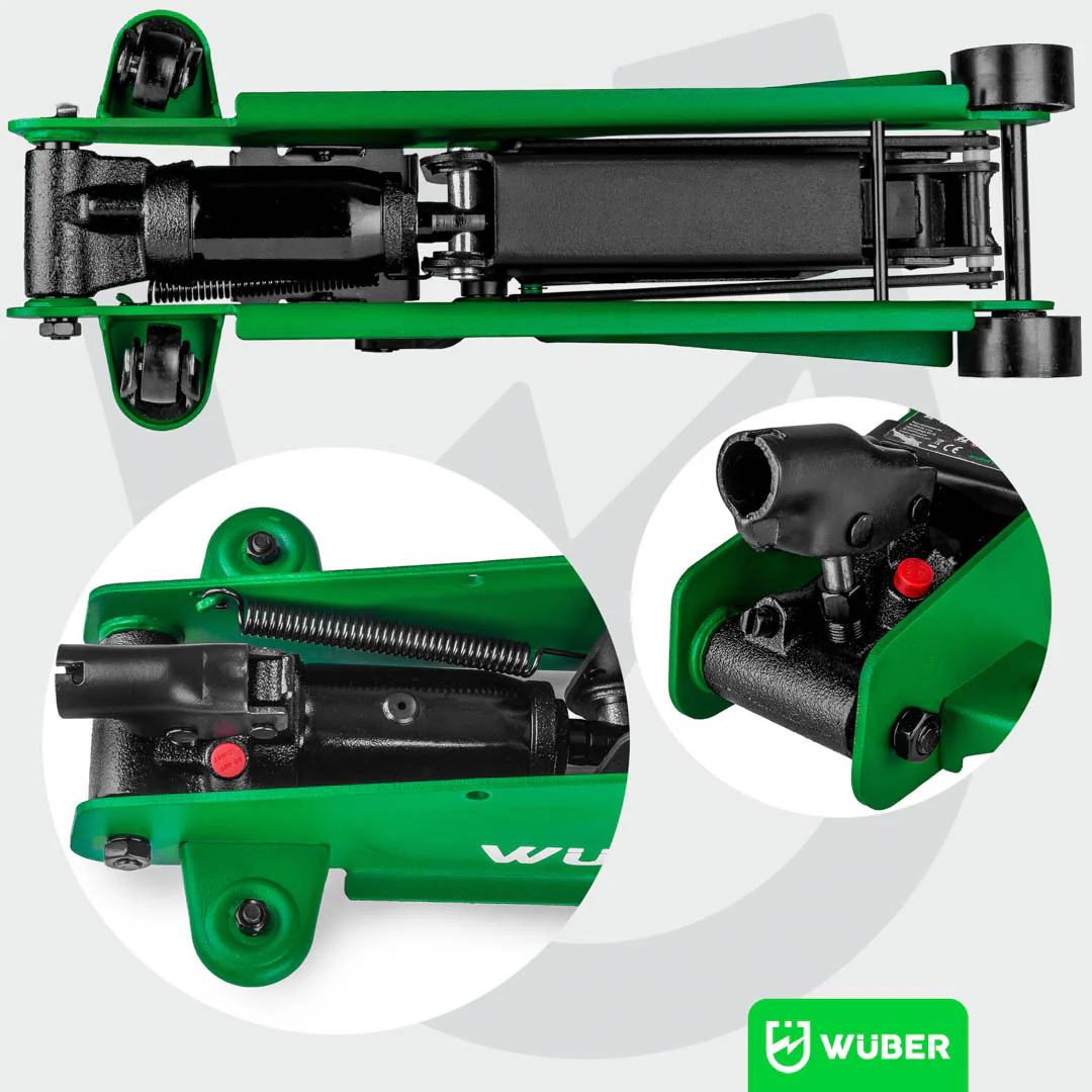 Žemo profilio hidraulinis domkratas su ratukais Wüber W22002 | 80-375 mm | 2.5 t | lagaminas (W22002)