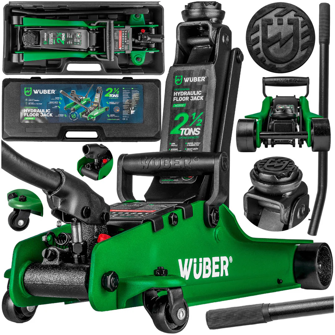 Žemo profilio hidraulinis domkratas su ratukais Wüber W22002 | 80-375 mm | 2.5 t | lagaminas (W22002)