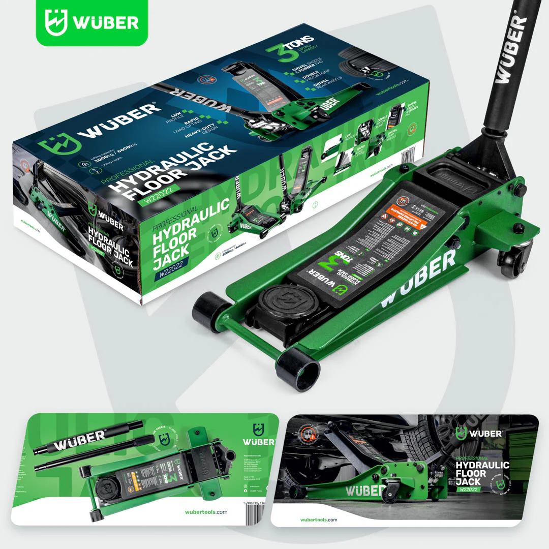 Žemo profilio hidraulinis domkratas su ratukais Wüber W22003 | dvigubas stūmoklis | 65-500 mm | 3 t (W22003)