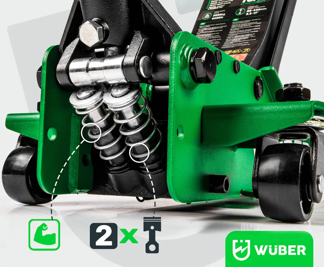 Žemo profilio hidraulinis domkratas su ratukais Wüber W22003 | dvigubas stūmoklis | 65-500 mm | 3 t (W22003)