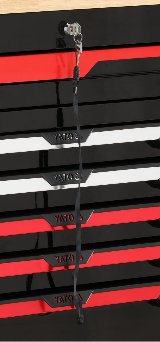 Mobili įrankių spintelė dirbtuvėms su mediniu stalviršiu | 20 stalčių (YT-09006)
