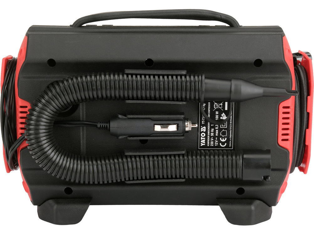 3-in-1 automobilinis kompresorius | 12 V / 230 V | LED | su oro siurbliu ir pūtimo funkcija (YT-73451)