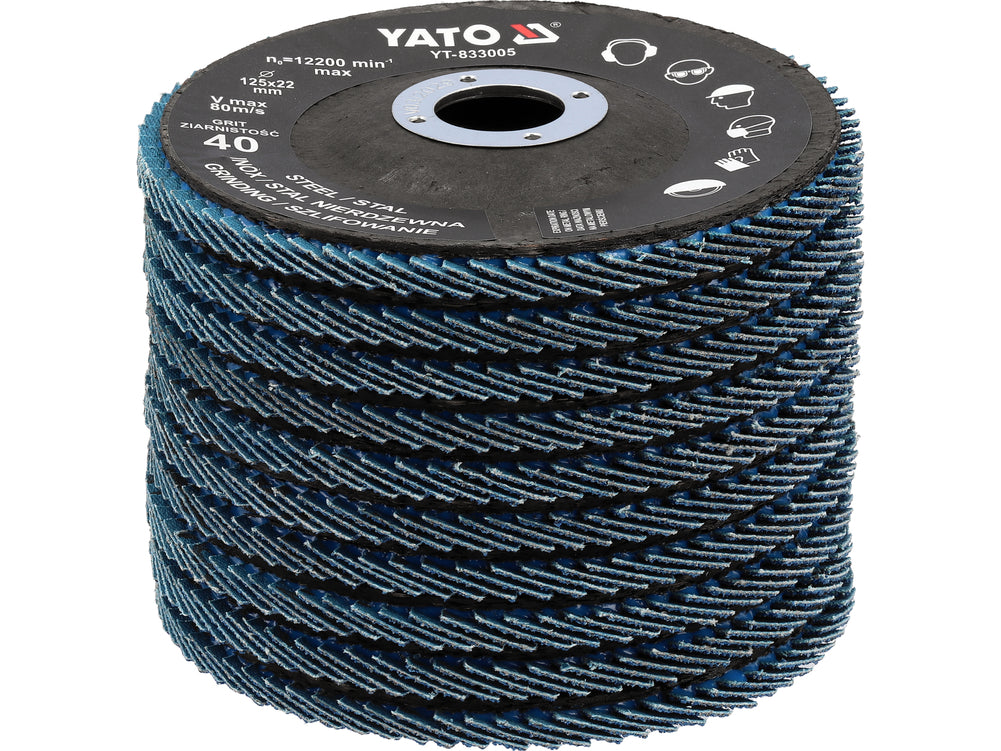 Šlifavimo diskas lapelinis | ZIRCONIUM | P40 | 125X22mm | 10 vnt (YT-833000)