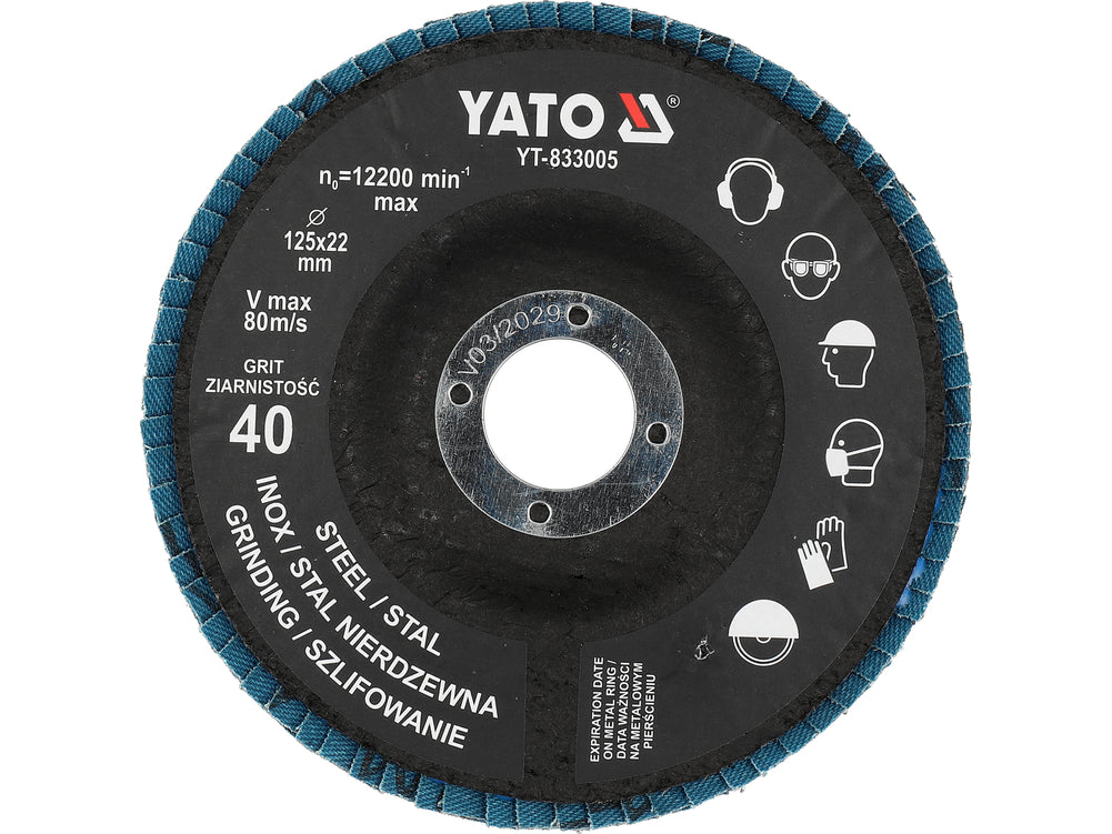 Šlifavimo diskas lapelinis | ZIRCONIUM | P40 | 125X22mm | 10 vnt (YT-833000)