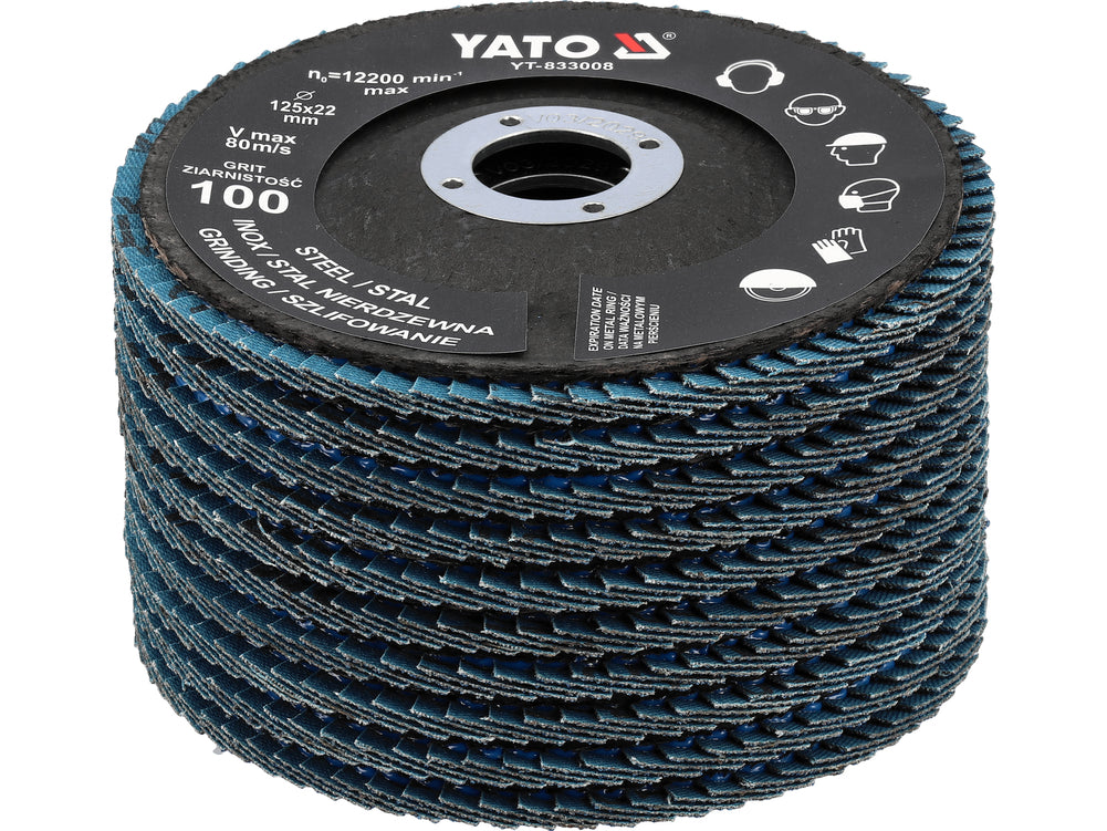 Šlifavimo diskas lapelinis | ZIRCONIUM | P100 | 125X22mm | 10 vnt (YT-833003)