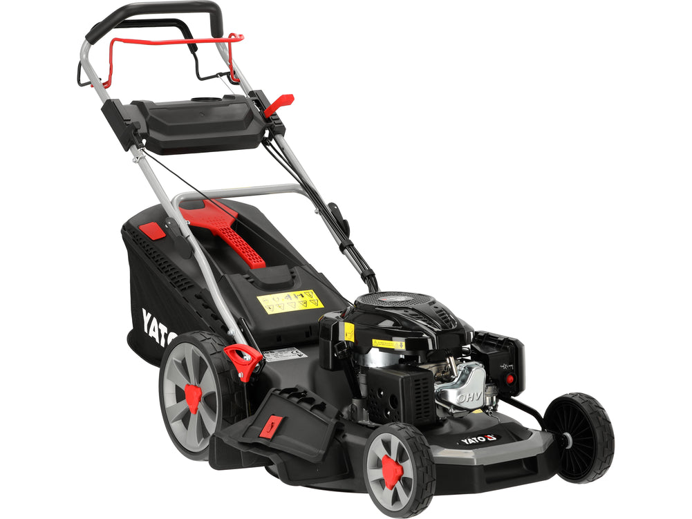 Benzininė savaeigė vejapjovė su ratų pavara | 56 cm | 3,5 kW 196 cm³ Loncin variklis | 4-in-1 (YT-85506)