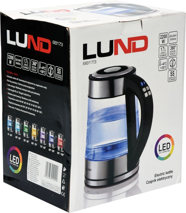 Virdulys stiklinis | Led | temperatūros kontrolė | 1.7 l (68173)