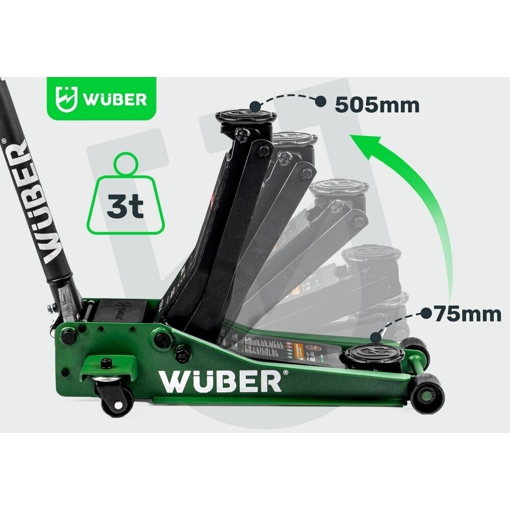 Domkratas su ratukais | žemo profilio | dvigubas stūmoklis | 65- 500 mm | 3.5 t (FJ25-C)