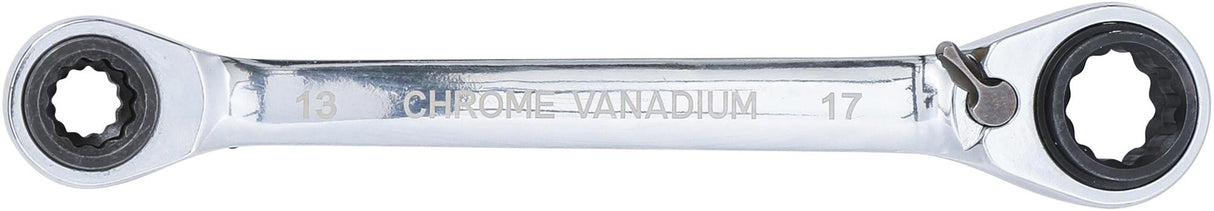 Raktas terkšlinis kilpinis | dvipusis su reversu | 4-in-1 | 10 x 13-17 x 19 mm (30007)