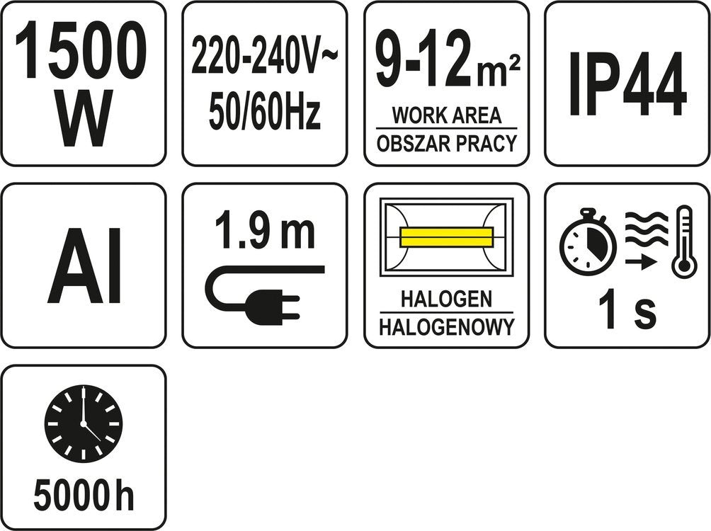 Infraraudonųjų spindulių šildytuvas | pakabinamas | 1500W (YT-99500)