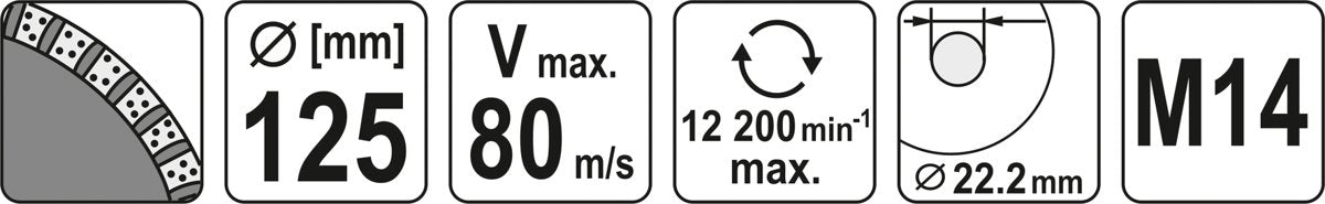 Deimantinis šlifavimo diskas | lėkštės tipo | M14x125 mm (YT-60322)