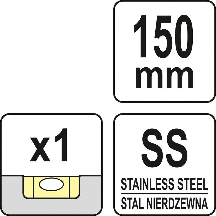 Kampainis su gulsčiuku | Nerūdijantis plienas | 150 mm (YT-70843)