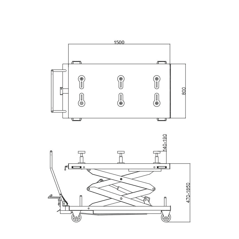 Elektrinių transporto priemonių akumuliatoriaus išmontavimo ir kėlimo platforma žirklinė (H2100)