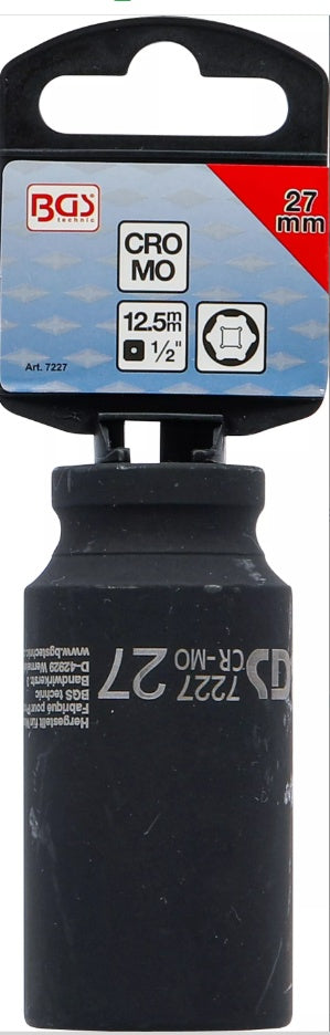 Galvutė smūginė šešiakampė ilga | 12,5 mm (1/2") | 27 mm (7227)