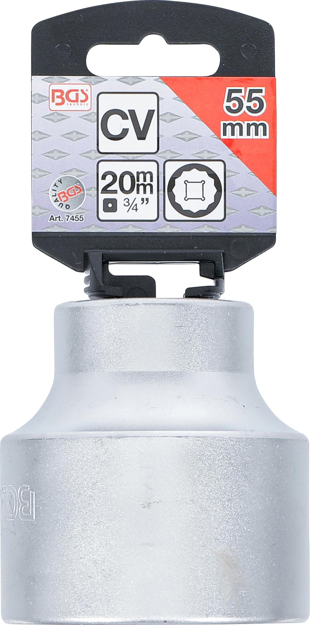 Galvutė 12-kampė | 20 mm (3/4") | 55 mm (7455)