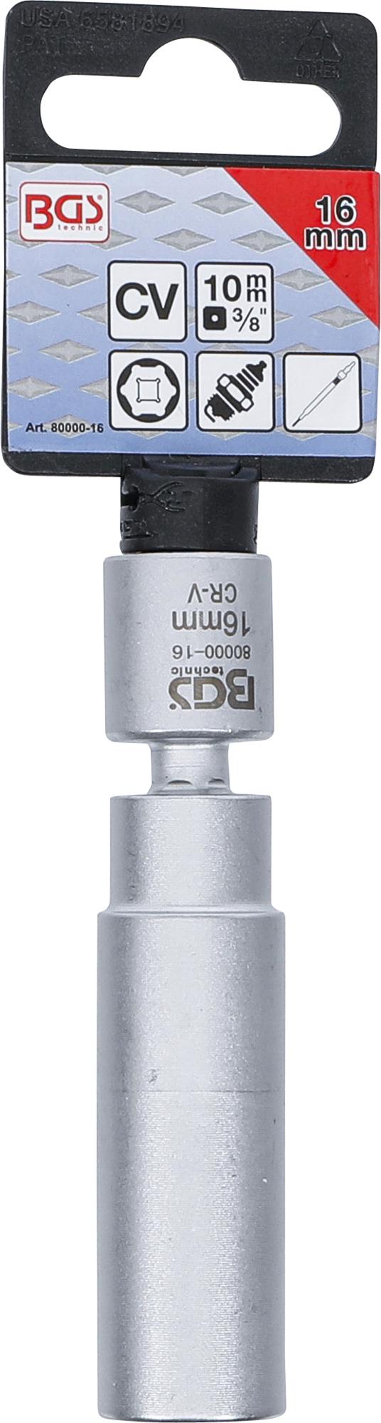 Galvutė kaitinimo ir uždegimo žvakėms | šarnyrinė | 10 mm (3/8") | 16 mm (80000-16)