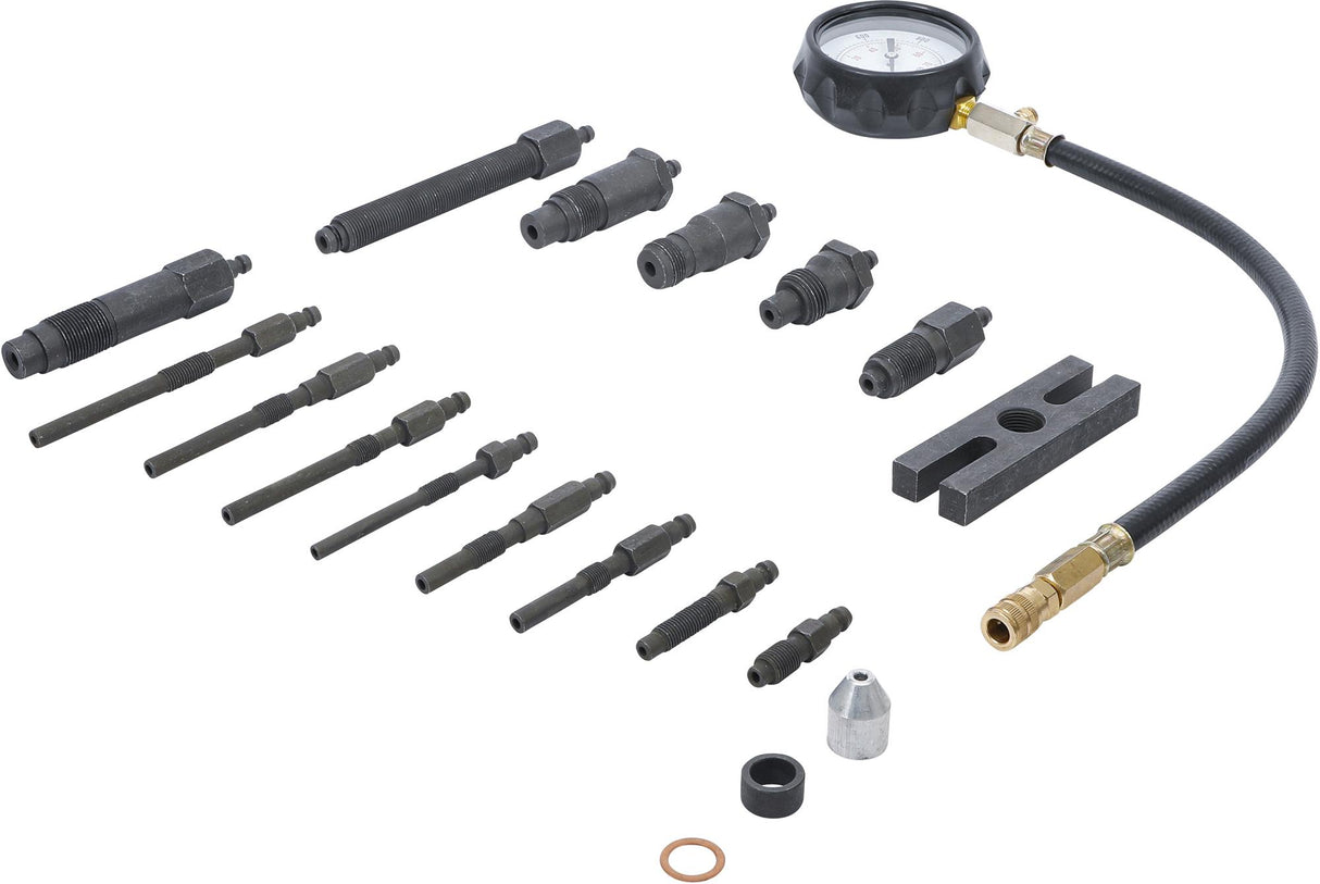 Dyzelinis kompresijos matuoklis su adapteriais (62660)