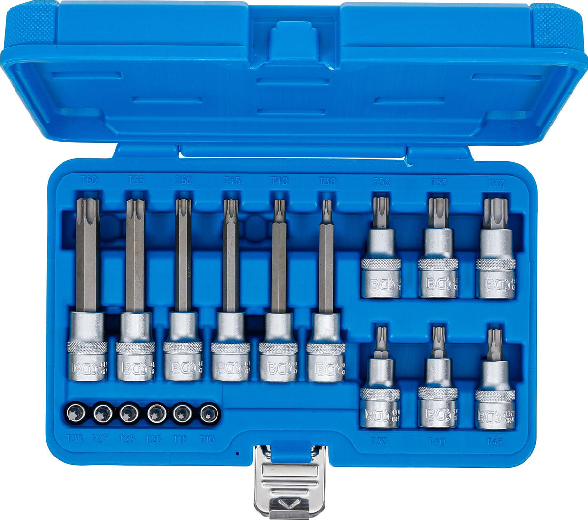 Įpresuotų antgalių rinkinys | 6.3 mm (1/4") / 12.5 mm (1/2") | T-star (Torx) | 18 vnt. (5173)