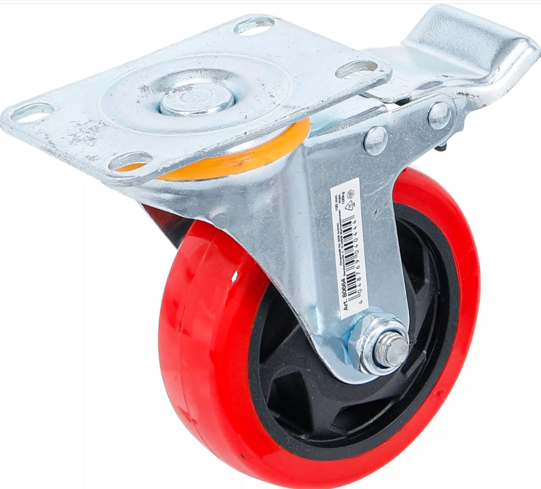 Колесо с тормозом | красно/чёрное | Ø 100 mm