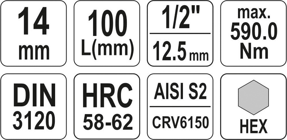 Antgalis įpresuotas į galvutę 1/2" hex 14 mm X 100 mm (YT-04397)