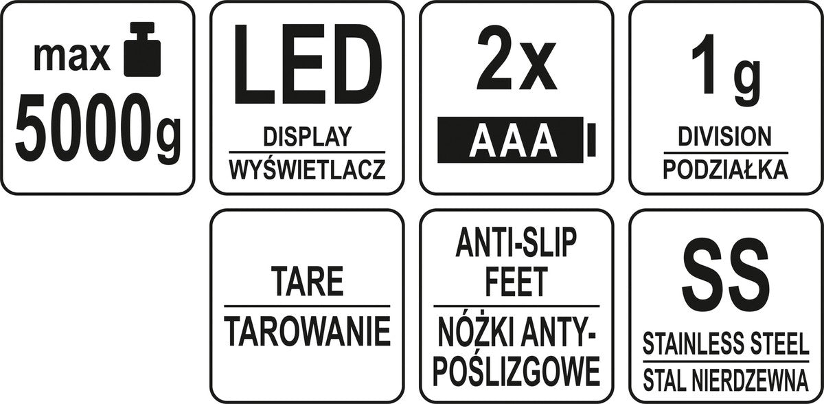 Virtuvinės svarstyklės | nerūdijantis plienas | 27 X 25 X 1,8 cm (68363)