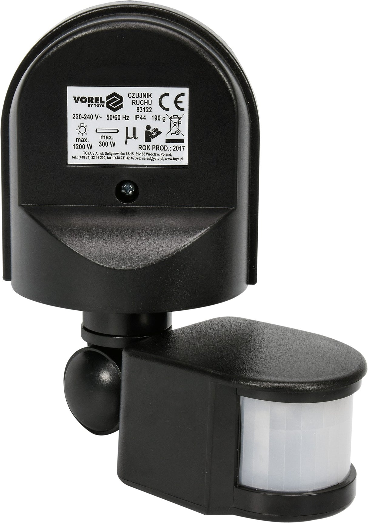 Judesio daviklis PIR IP44 juodas (83122)