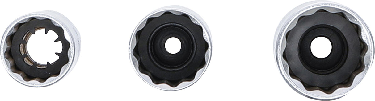 Galvučių rinkinys žvakėms 12 kampų | 10 mm (3/8") | 14 - 16 - 18 mm | 3 vnt. (6858)