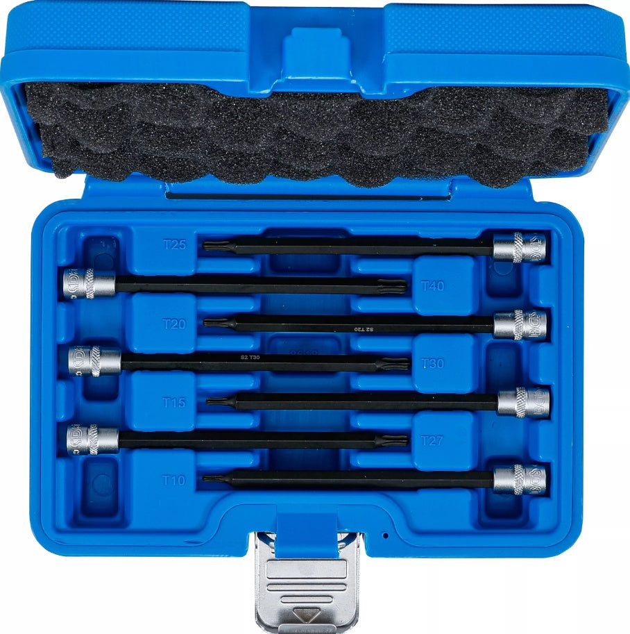 Įpresuotų antgalių rinkinys | 6.3 mm (1/4") | T-Star (Torx) su šarnyriniu antgaliu | 7 vnt. (8618)