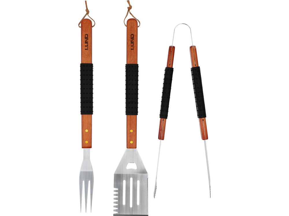 Nerūdijančio plieno įrankių rinkinys su medinėmis rankenomis | 3 vnt. (99845)