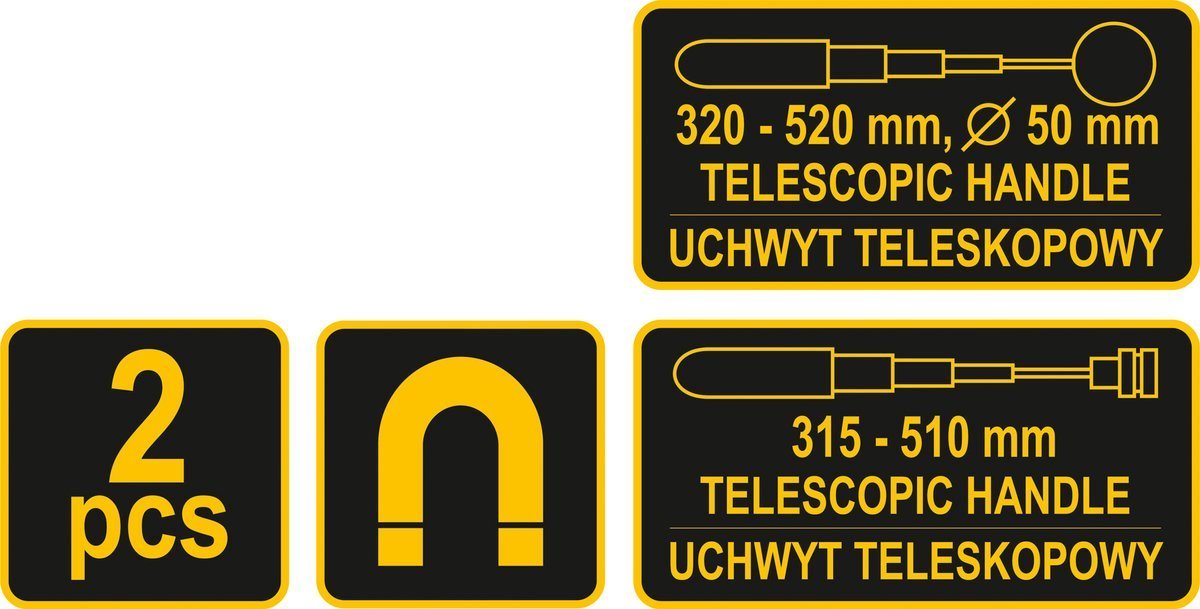 Magnetinio griebtuvo / tikrinimo veidrodžio rinkinys | 2 vnt. (78410)