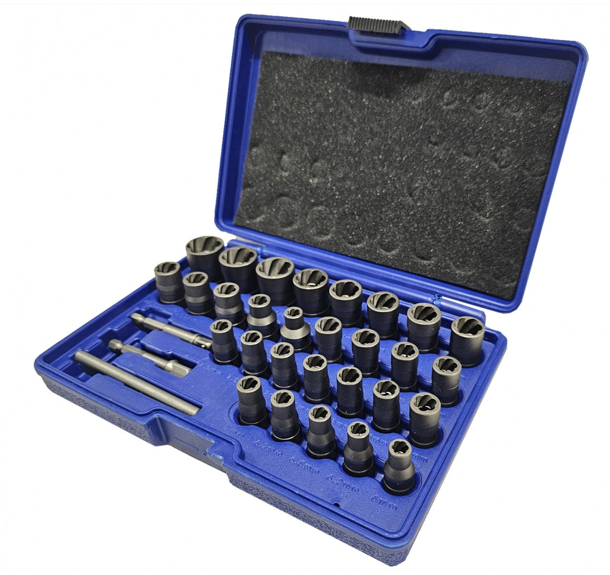 Specialus galvučių rinkinys / sraigtiniai ištraukikliai | 6.3 mm (1/4") / 10 mm (3/8") | 32 vnt. (SK201619)