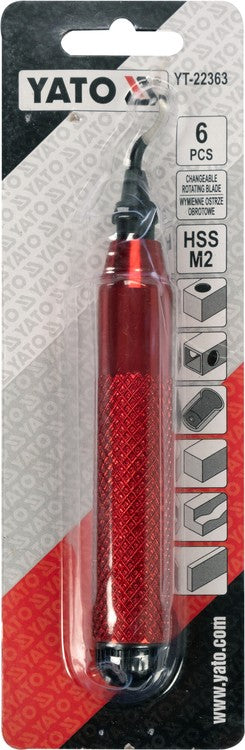 Šerpetų šalinimo nuo briaunų įrankis | su 5 peiliukais (YT-22363)