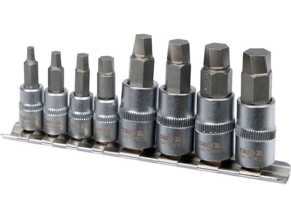 Sraigtiniai ištraukikliai | pažeistam hex | 6.3 mm (1/4") / 10 mm (3/8") | 3 - 10 mm | 8 vnt. (YT-04580)