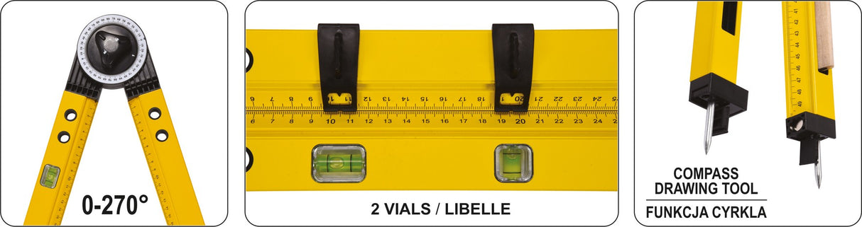 Kampų matuoklis daugiafunkcinis | mechaninis | 500 mm (18790)