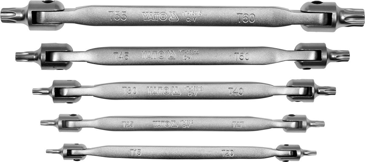 Dvipusių šarnyrinių raktų rinkinys | T-Star (Torx) T15 -T60 (YT-05320)