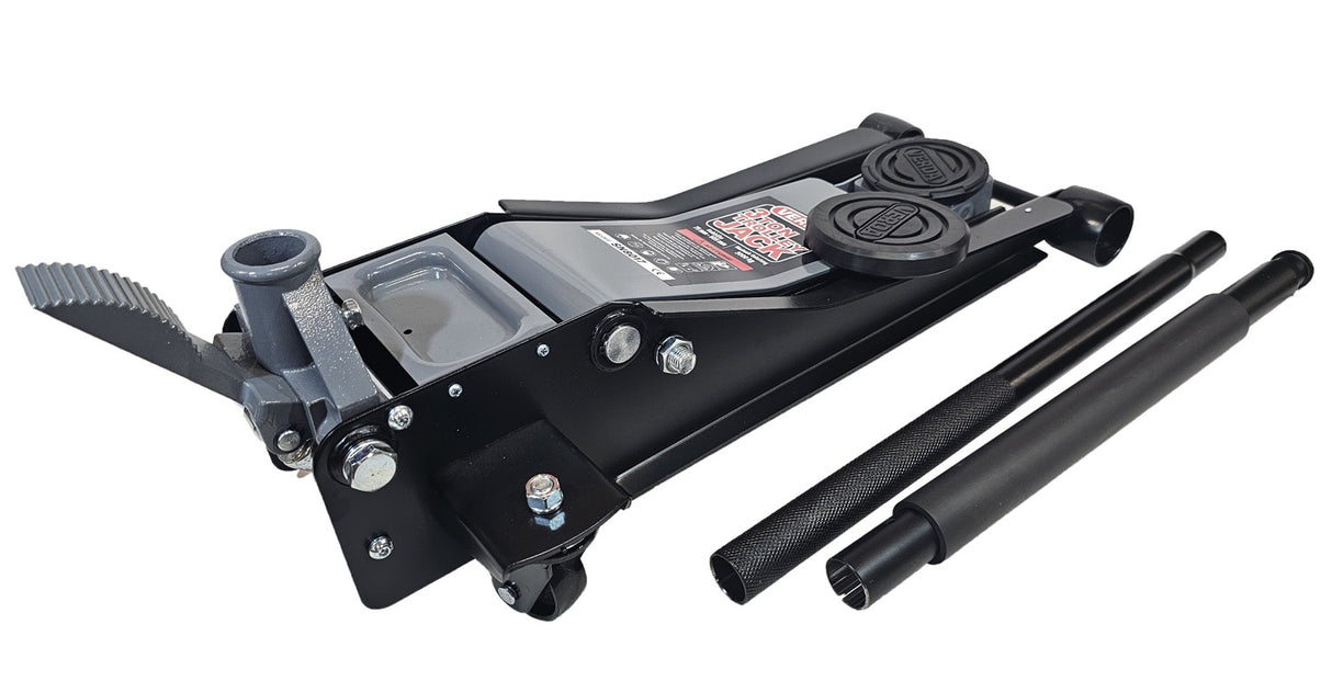 Domkratas su ratukais | su pedalu | 2 gumos | dvigubas stūmoklis | 75- 505 mm | 3.0 t (FJ25-B)