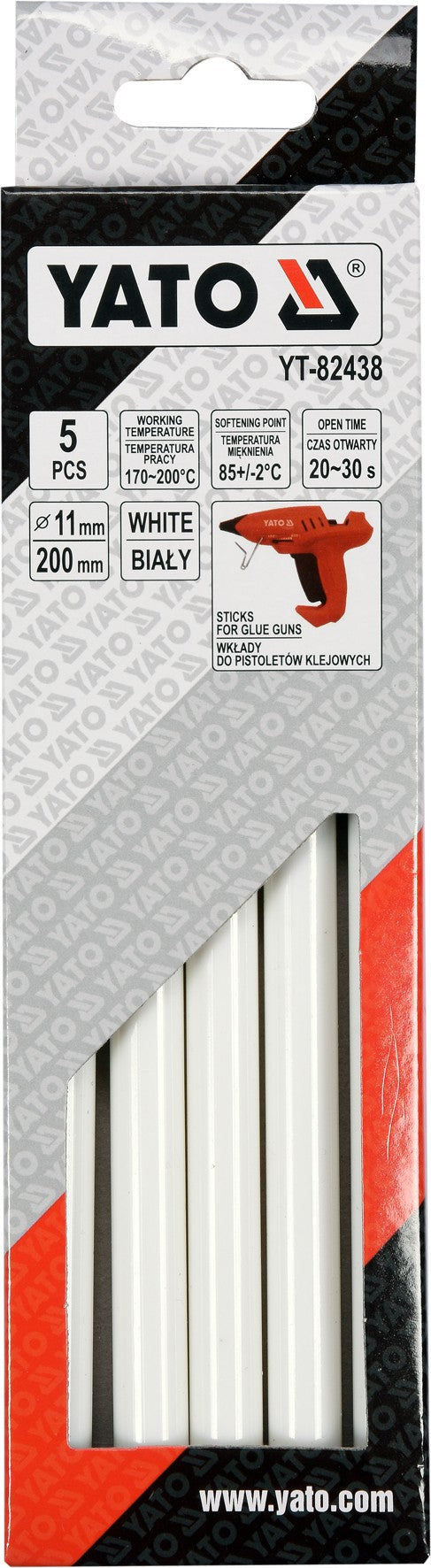 Karštų klijų lazdelių rinkinys 11,2x200mm 5vnt. baltos (YT-82438)