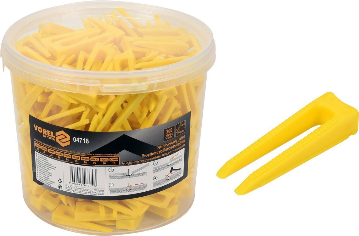 Pleištai plytelių išlyginimo sistemai | kibiras | 300 vnt. (04718)