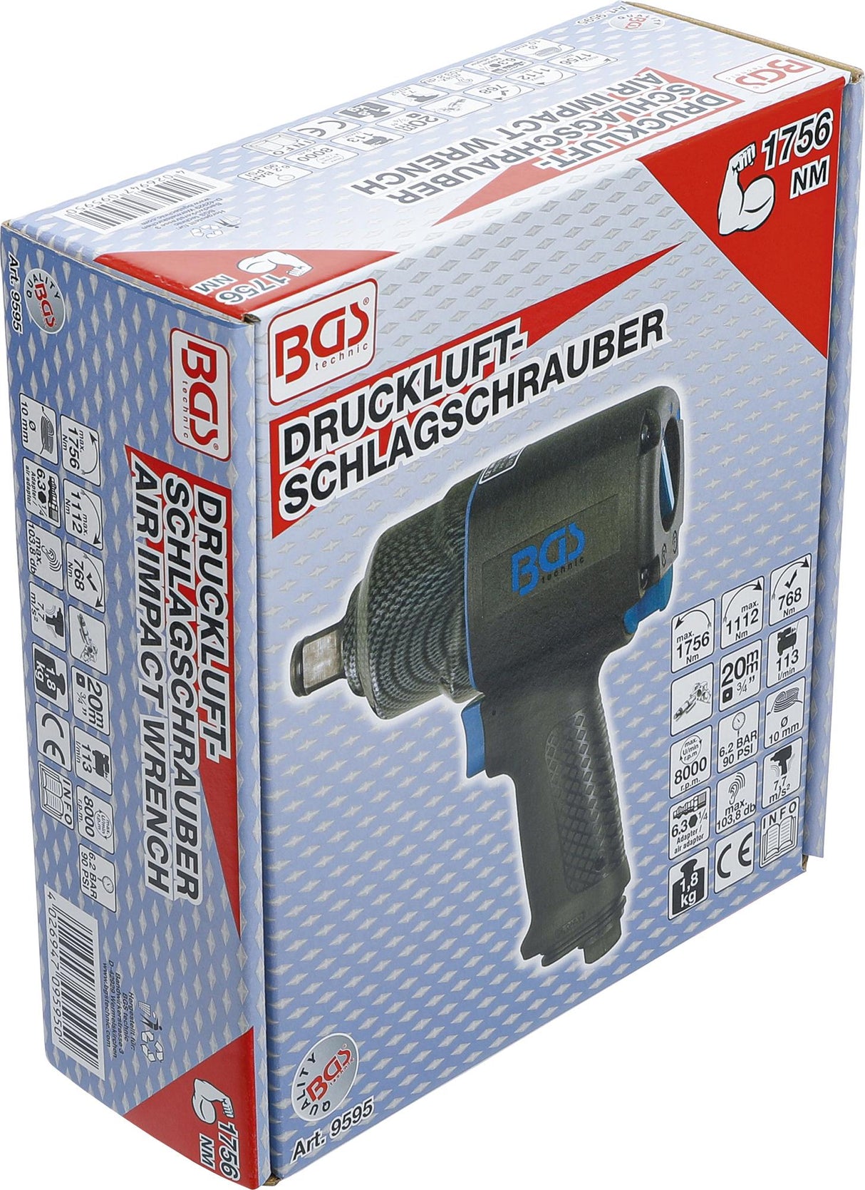 Pneumatinis smūginis veržliasukis | 20 mm (3/4") | 1756 Nm (9595)